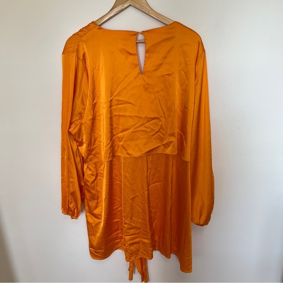One One Six Orange Front tie Satin Mini Dress Women Size Medium - Picture 7 of 9